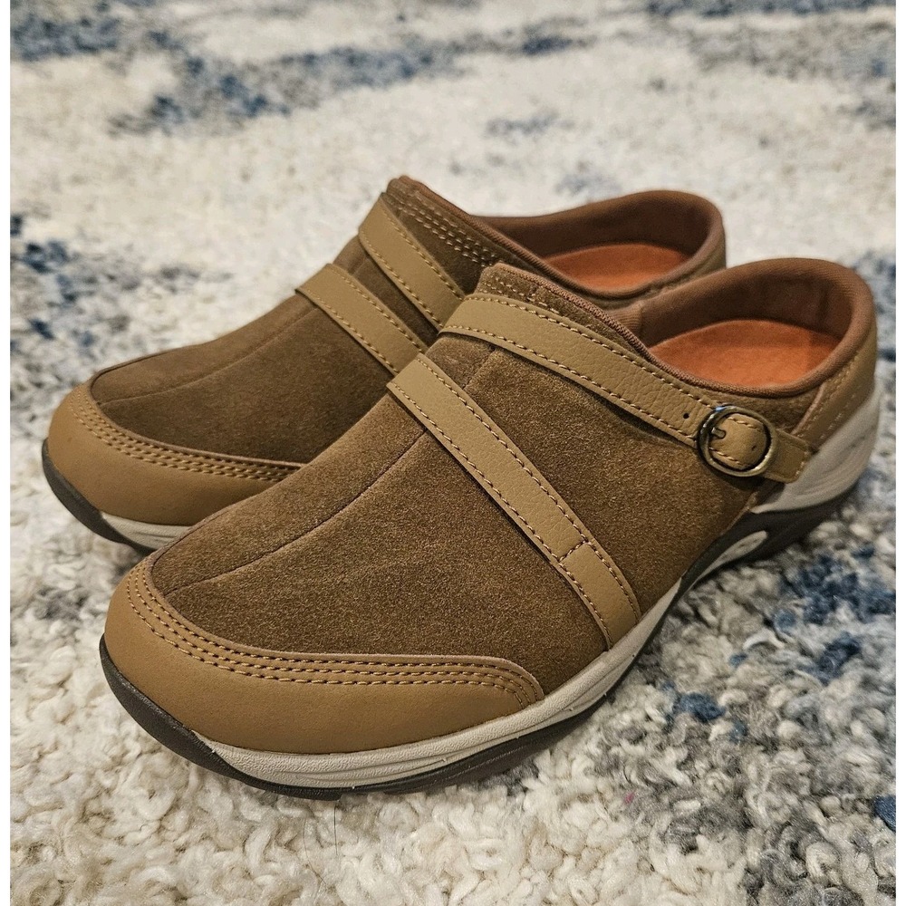 Easy Spirit Equinox Clog Size 6.5 Brown Leather Trim Arch Support